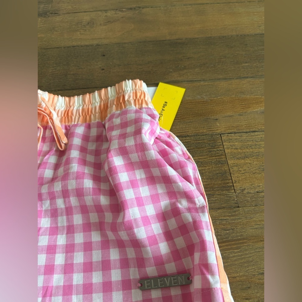 ELEVEN by Venus Williams Pink and Orange Checkered Boxer Shorts w/pockets XS - Picture 7 of 9